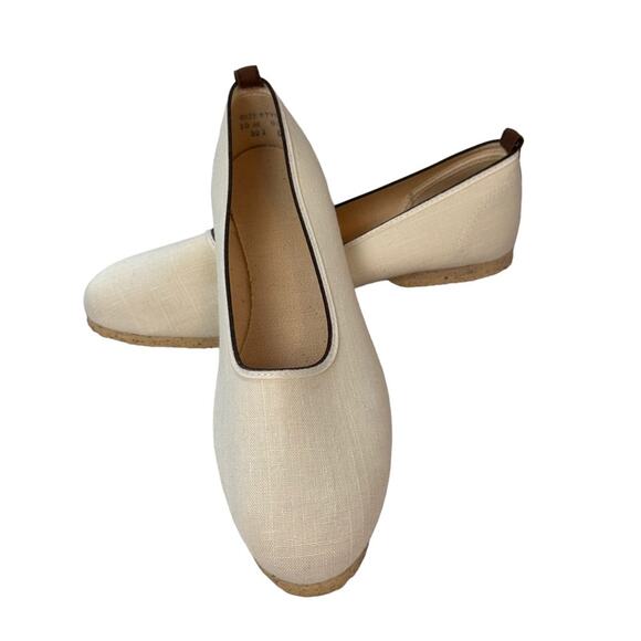 Canvas Ballet Flats Womens Size 10 Textured Rubber Outsole Cream Brown - Picture 11 of 12